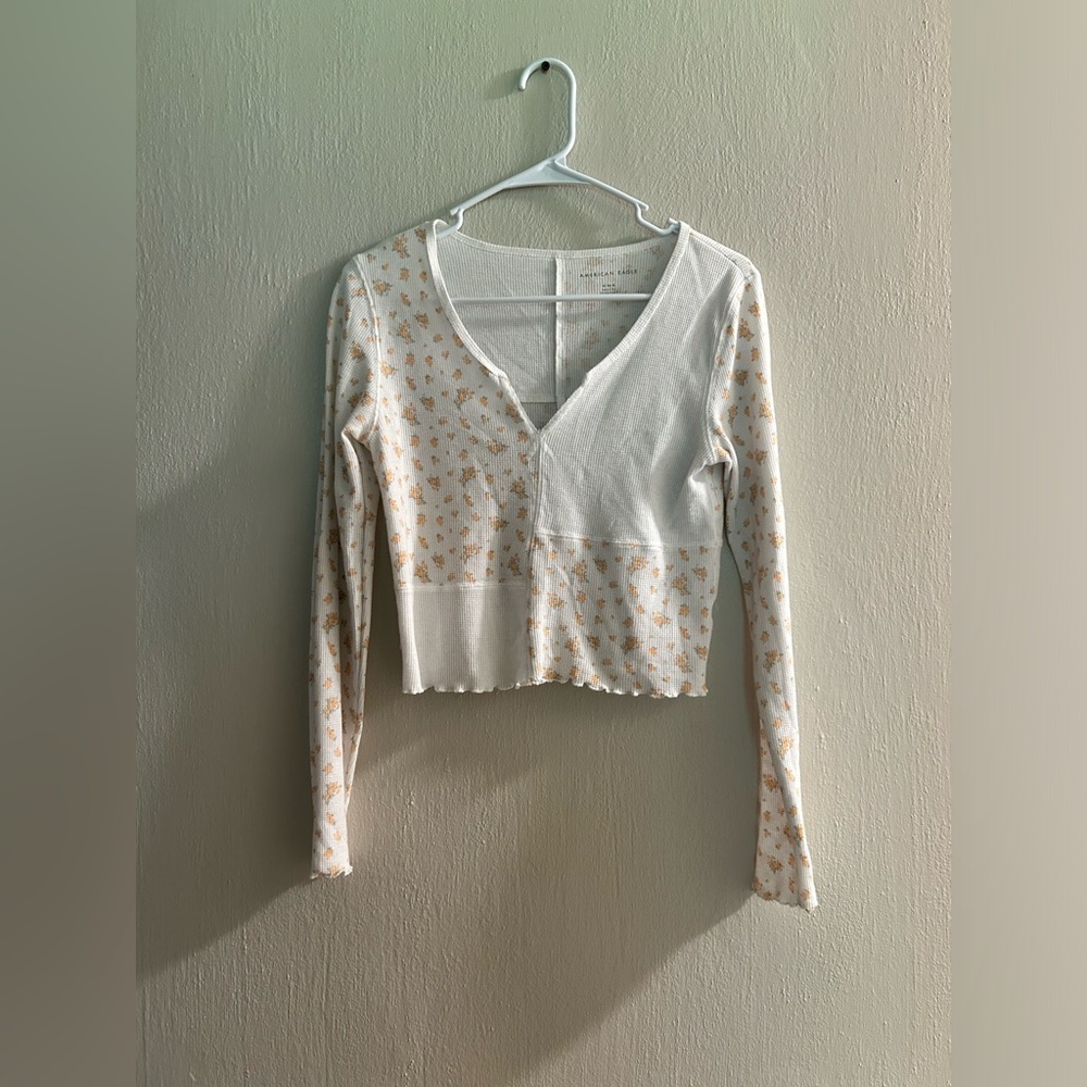 american eagle patchwork thermal crop top